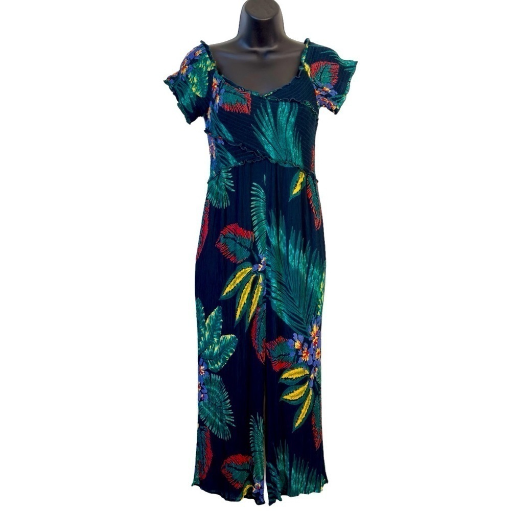 EUC Patrons of Peace jumpsuit, navy green red yellow purple, size Medium